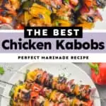 collage of photos of chicken kabobs