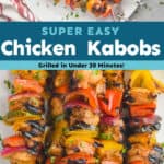 collage of photos of chicken kabobs