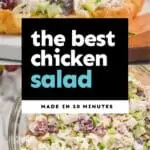 collage of photos of chicken salad sandwich