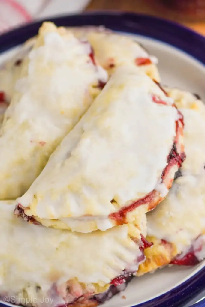 close up of a glazed cherry hand pie