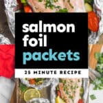 collage of photos of salmon foil packets