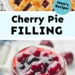 collage of photos of cherry pie filling