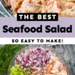 collage of photos of seafood salad