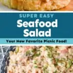 collage of photos of seafood salad