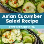 collage of photos of asian cucumber salad