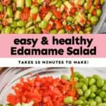 collage of edamame salad
