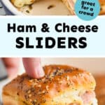 collage of photos of ham and cheese sliders