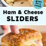 collage of photos of ham and cheese sliders