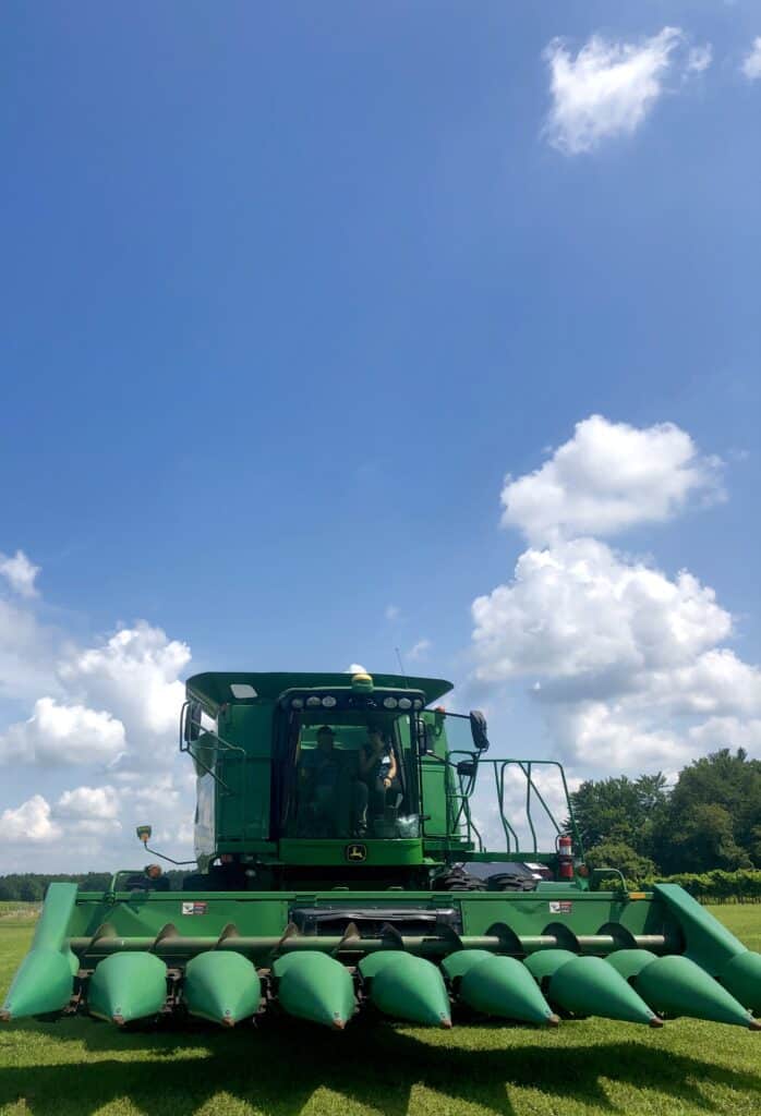 front view of a large piece of farm equipment