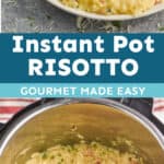 collage of photos of instant pot risotto recipe