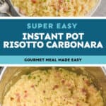 collage of photos of instant pot risotto recipe