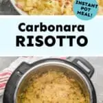 collage of photos of instant pot risotto recipe