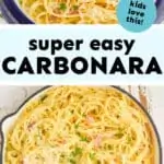 collage of photos of carbonara