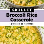 collage of photos of Skillet Chicken Broccoli Rice Casserole