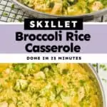 collage of photos of Skillet Chicken Broccoli Rice Casserole