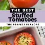 collage of photos of stuffed tomatoes