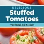 collage of photos of stuffed tomatoes