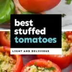 collage of photos of stuffed tomatoes
