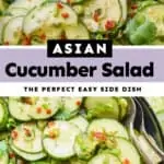 collage of photos of asian cucumber salad