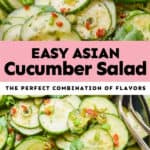 collage of photos of asian cucumber salad
