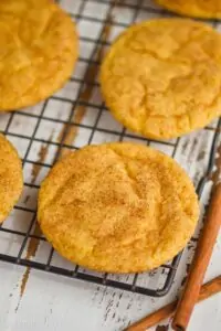 pumpkin snickerdoodle sitting on a cooling rack