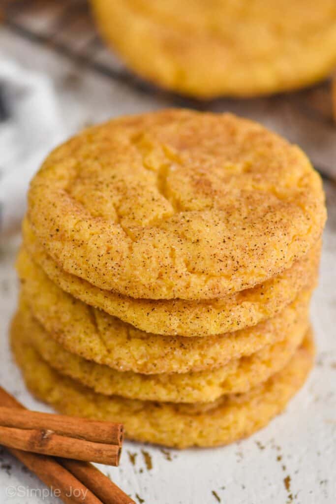 small stack of pumpkin snickerdoodle cookies