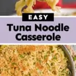 collage of photos of tuna noodle casserole