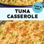 collage of photos of tuna noodle casserole