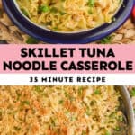 collage of photos of tuna noodle casserole