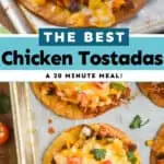 collage of chicken tostada recipe