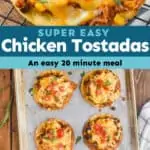 collage of chicken tostada recipe