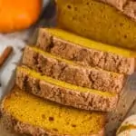 pumpkin bread recipe sliced on a cutting board