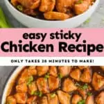 collage of photos of sticky chicken