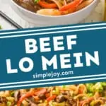 pinterest graphic of beef lo mein