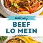 pinterest graphic of beef lo mein