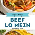 pinterest graphic of beef lo mein