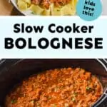 collage of photos of bolognese sauce