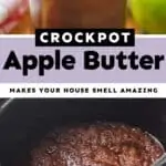 collage of photos of crockpot apple butter