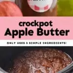 collage of photos of crockpot apple butter