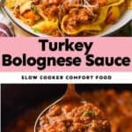 collage of photos of bolognese sauce