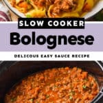 collage of photos of bolognese sauce