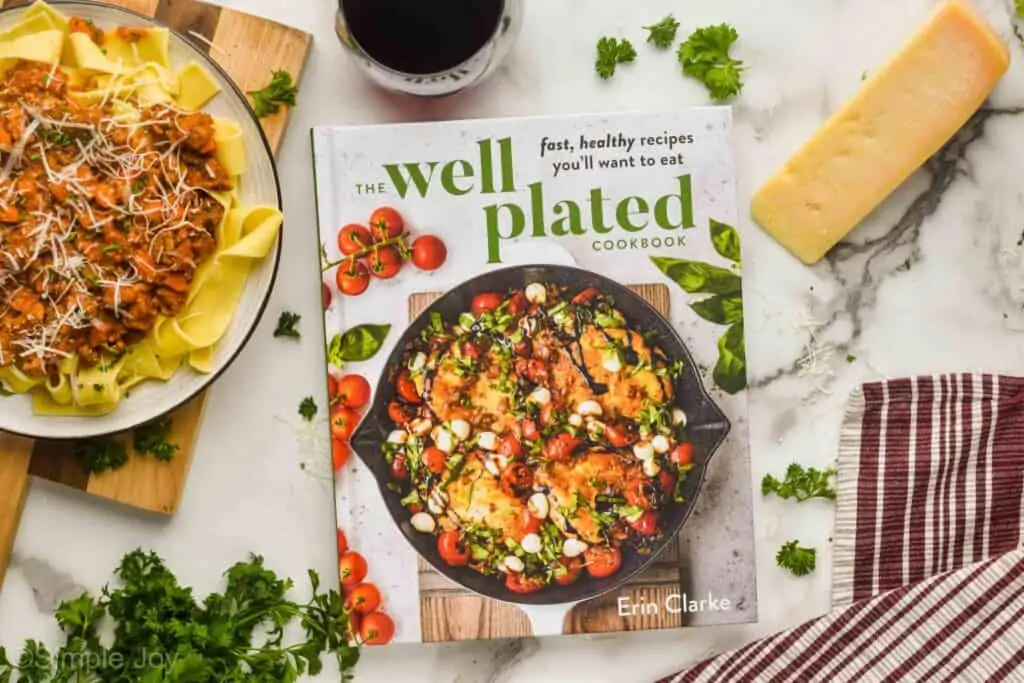 overhead photo of the well plated cookbook