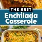 collage of photos of beef enchilada casserole