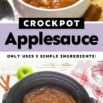 collage of photos of crockpot applesauce
