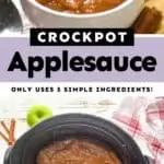 collage of photos of crockpot applesauce
