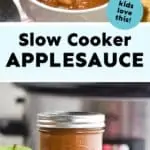 collage of photos of crockpot applesauce