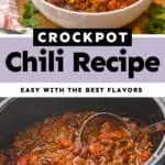 collage of photos of crockpot chili