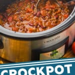 Pinterest graphic of crockpot chili