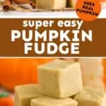 collage of photos of pumpkin fudge