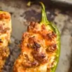 stuffed sausage jalapeño recipe on a baking sheet